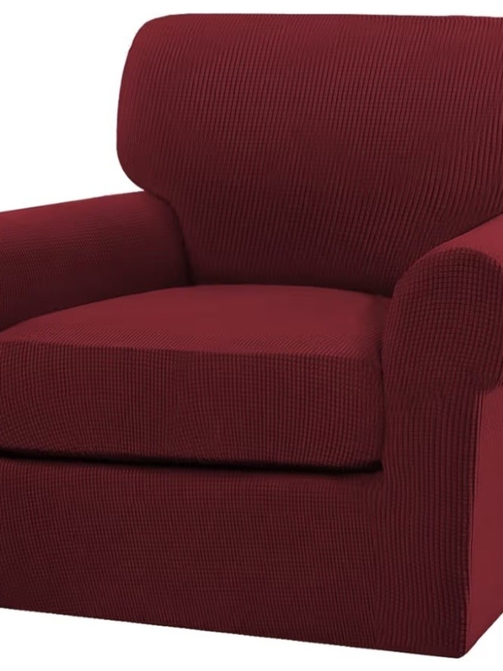 Stretch Fit 2-Piece Burgundy Large Armchair Slipcover - Home Accents